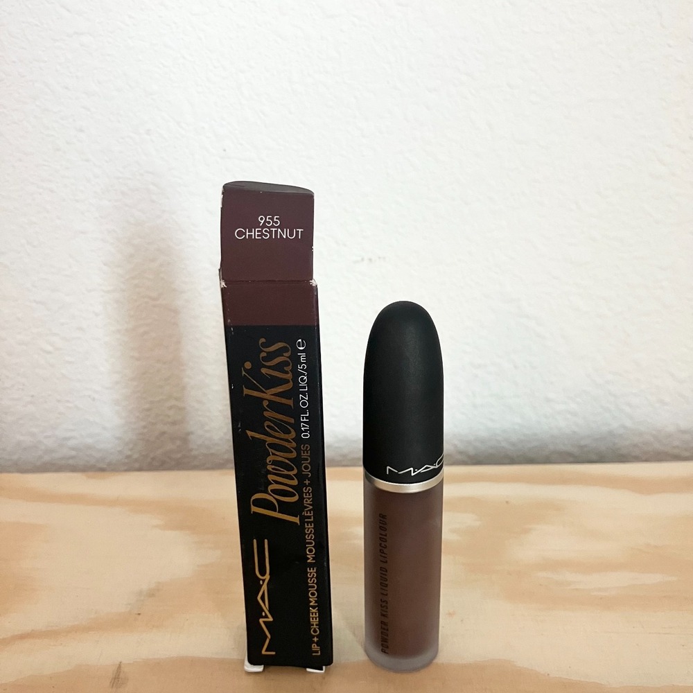 Mac Powder Kiss Liquid Lipcolour CHESTNUT #955 - Full Size 5mL / 0.17 Oz